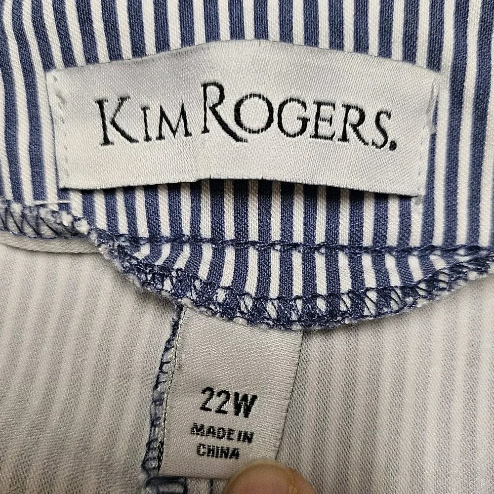 Kim Roger's Blue & White Striped Stretch Skort Built In Shorts Size 22W - Picture 5 of 6
